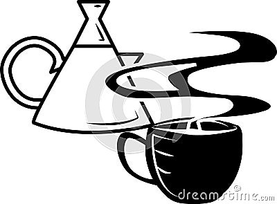 Coffee cup and pot Vector Illustration