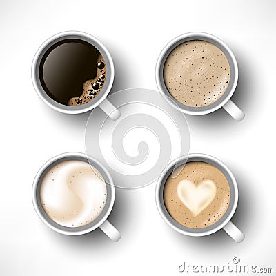 Coffee cup set top view Vector Illustration