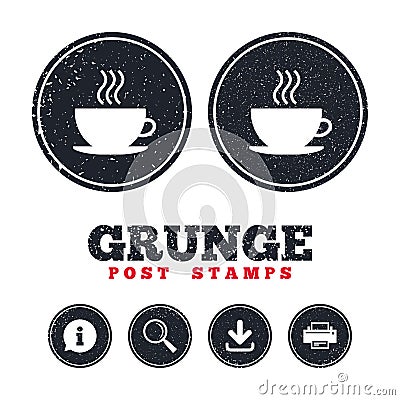 Coffee cup sign icon. Hot coffee button. Vector Illustration