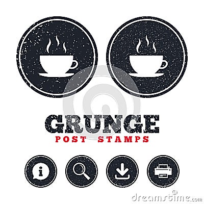 Coffee cup sign icon. Hot coffee button. Vector Illustration