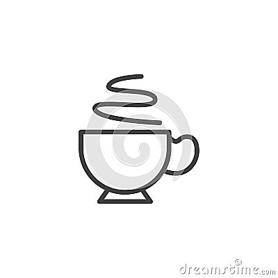 Coffee cup with steam line icon Vector Illustration