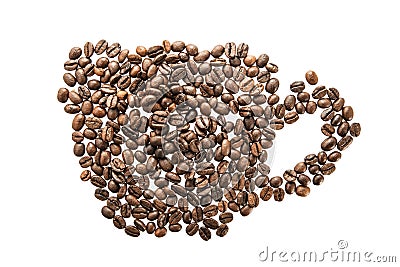 Coffee cup and steam made from beans Stock Photo