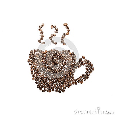 Coffee cup and steam made from beans Stock Photo