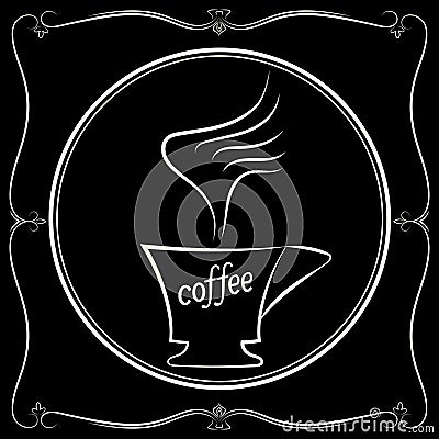 Coffee cup with steam outline vector design Vector Illustration