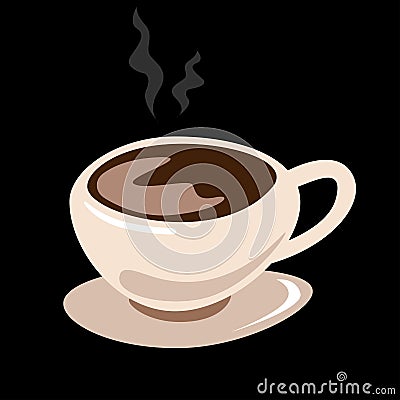 Coffee cup with steam, vector flat design object Vector Illustration