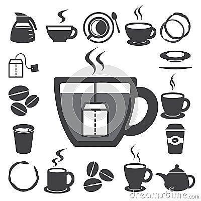 Coffee cup and Tea cup icon set.Illustration Vector Illustration