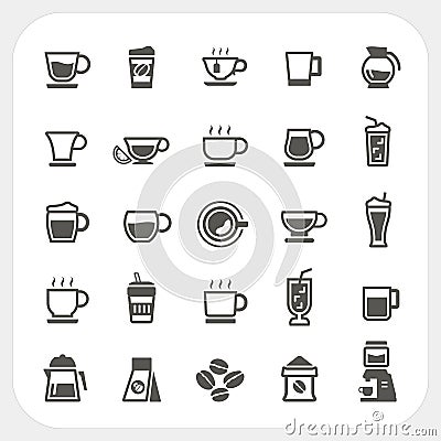 Coffee cup and Tea cup icons set Vector Illustration