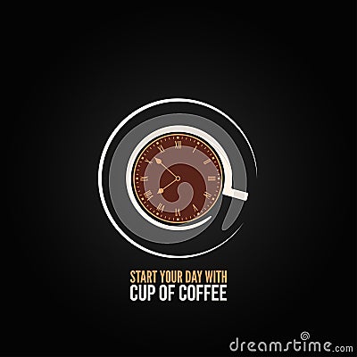 Coffee cup time clock concept design background Vector Illustration