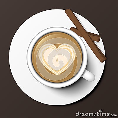 Coffee cup top view vector illustration. Vector Illustration