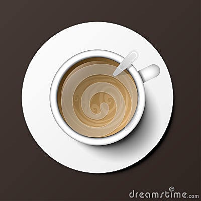 Coffee cup top view vector illustration. Vector Illustration