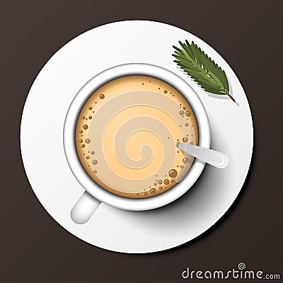 Coffee cup top view vector illustration. Vector Illustration