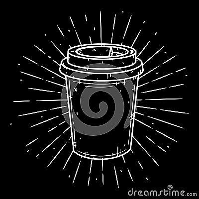 Coffee cup. Vector hand-drawn lettering for prints, posters, menu design. Cartoon coffee cup. Vector Illustration