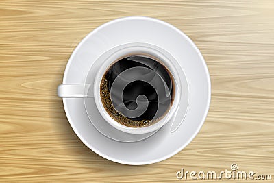 Coffee cup on the wooden table Vector Illustration