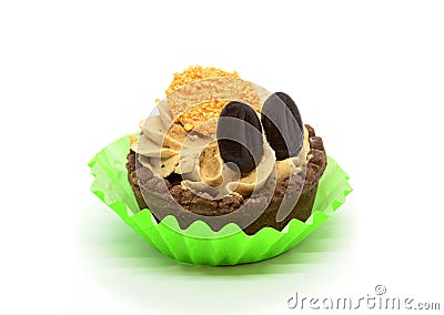 Coffee cupcake in green paper cup Stock Photo