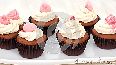 Coffee cupcakes decorated with whipped cream Ai Generated Stock Photo