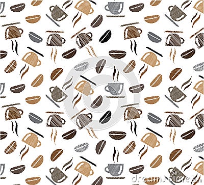 Coffee cups Coffee pattern background Cartoon Illustration