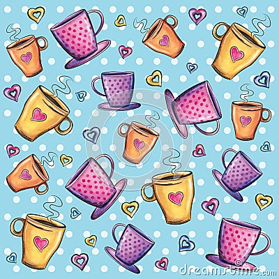 Coffee cups pattern Stock Photo