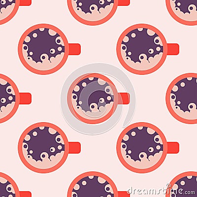 Coffee cups seamless pattern food design restaurant, cafe menu and shop element vector illustration. Vector Illustration