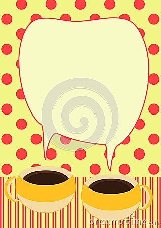 Coffee cups talking invitation card Stock Photo