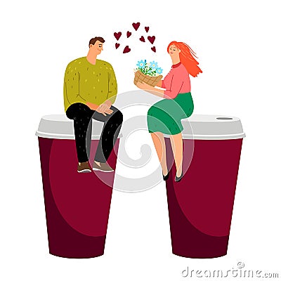 Coffee dating couple Vector Illustration