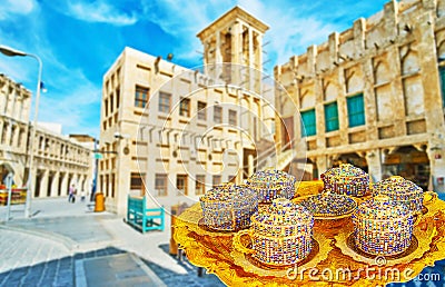 Coffee delivery in Souq Waqif, Doha, Qatar Stock Photo