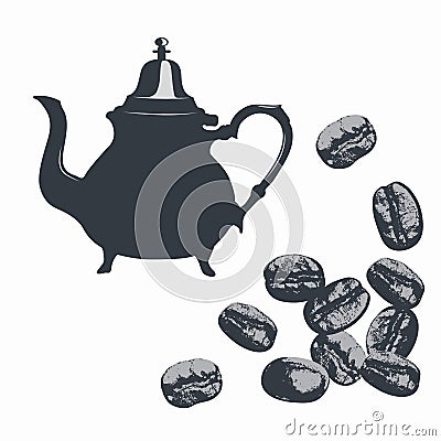 Coffee design with beans and coffee kettle for your ideas and designs Stock Photo