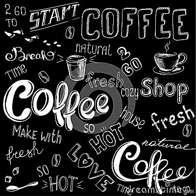 Coffee doodle background Vector Illustration