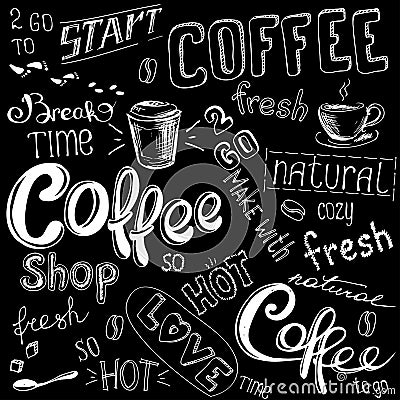 Coffee doodle background Vector Illustration