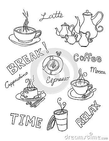 Coffee doodle Vector Illustration