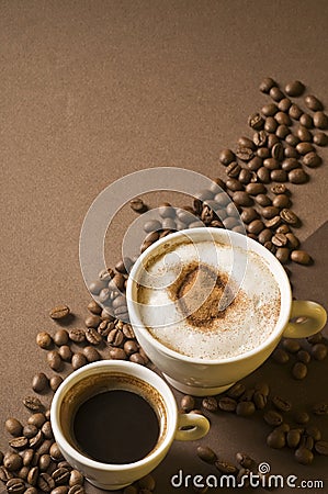 Coffee drinks with roasted beans Stock Photo