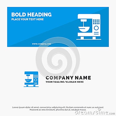 Coffee, Electric, Home, Machine SOlid Icon Website Banner and Business Logo Template Vector Illustration