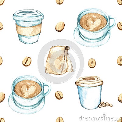 Coffee elements , Watercolor paint high resolution Stock Photo