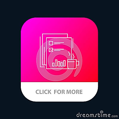 Coffee, Financial, Market, News, Newspaper, Newspapers, Paper Mobile App Button. Android and IOS Line Version Vector Illustration