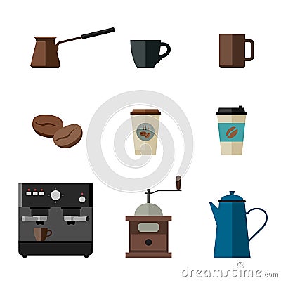 Coffee flat icons Vector Illustration