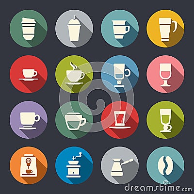 Coffee flat icons . Vector illustration Vector Illustration