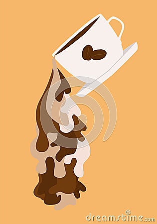 Coffee flowing liquid Vector Illustration