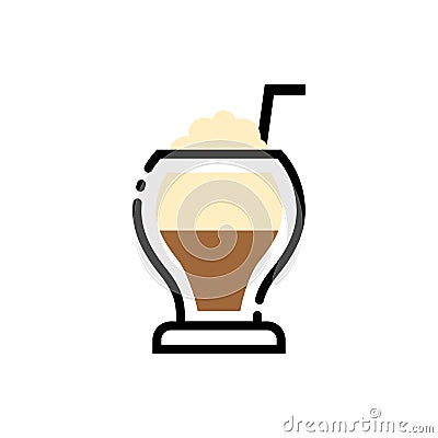 Coffee frappe cup line art illustration. Line icon- cup Vector Illustration