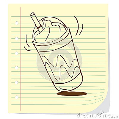 Coffee Frappe Doodle Vector Illustration