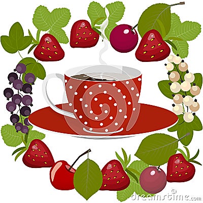 Coffee and fruit Vector Illustration