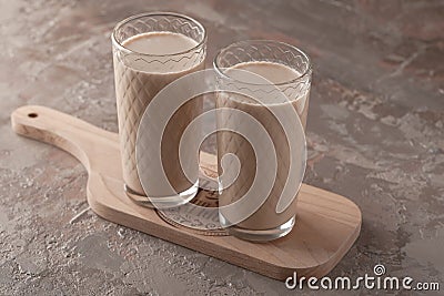 Coffee in a glass. Cappuccino with cream. Stock Photo