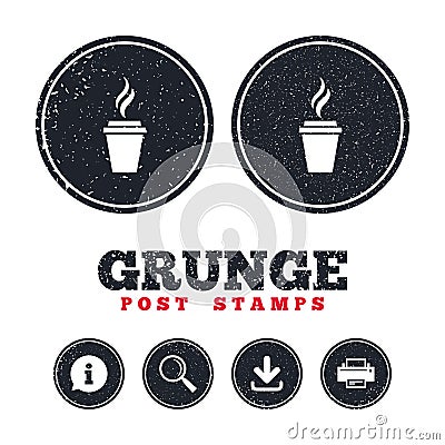 Coffee glass sign icon. Hot coffee button. Vector Illustration