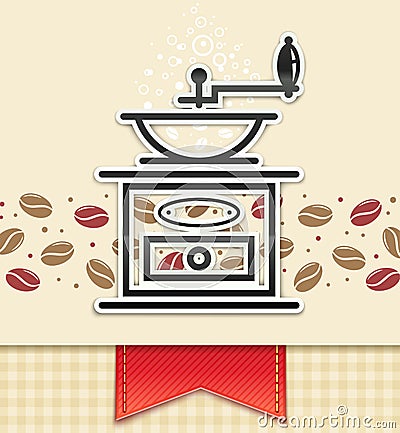 Coffee grinder with coffee, food background Vector Illustration