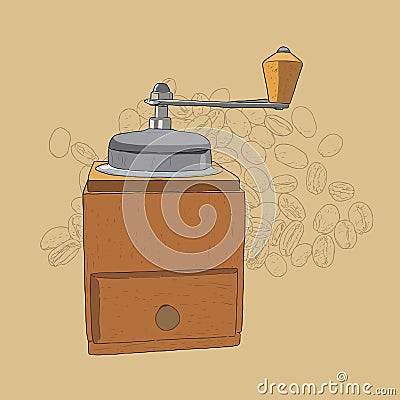 Coffee grinder freehand pencil drawing Vector Illustration