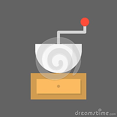 Coffee grinder, kitchen equipment flat design icon Vector Illustration