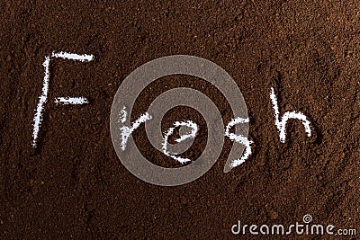 Coffee ground with Fresh text Stock Photo