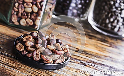 Coffee on grunge wooden background. Stock Photo