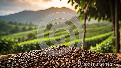 Coffee harvest plantation agriculture natural ecology growing caffeine Stock Photo