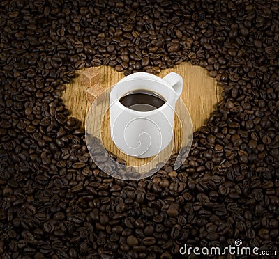 Coffee heart with cup Stock Photo