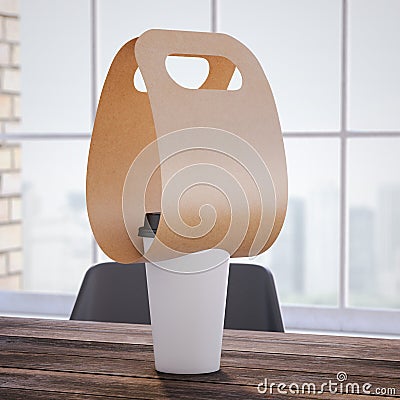 Coffee Holder with cup on the office table. 3d rendering Stock Photo