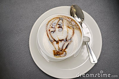Coffee and hot air balloon Stock Photo